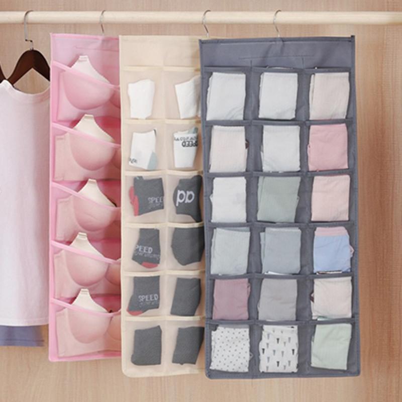 15/24/30/36 Pockets Double 2 Side Hanging Bag Bra Underwear Storage Organiser Tidy Hanger