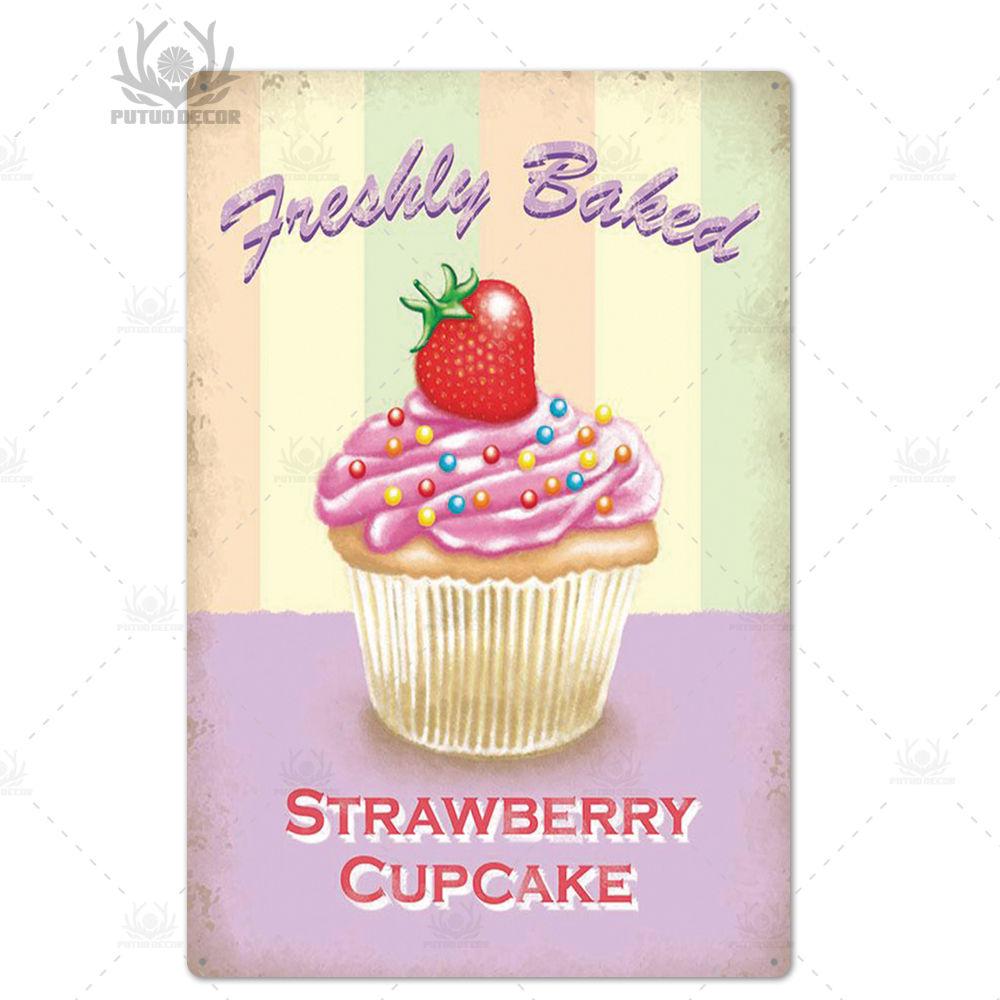 Putuo Decor  Cake Metal Poster Plaque Metal Vintage Bakery Kitchen Decor Sign  Wall Decor Metal Tin Sign