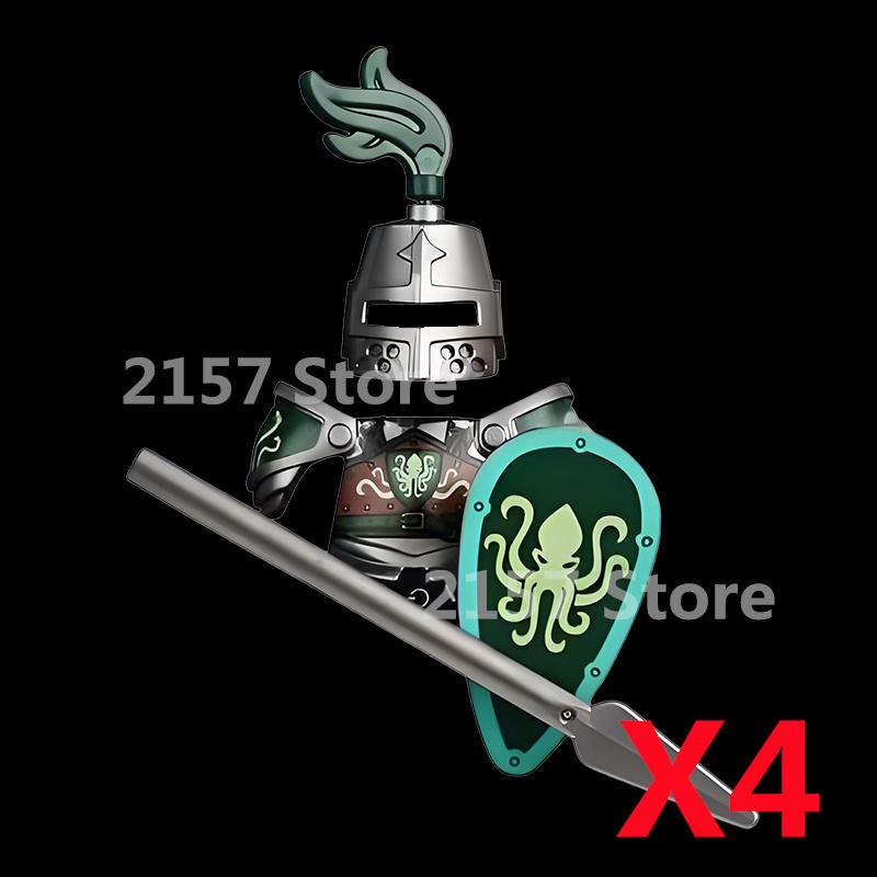 Medieval Castle Soldier Action Figures Building Block Dragon Anime Knight Accessory Warhorse Militia Helmet Shield Toy Gift S015
