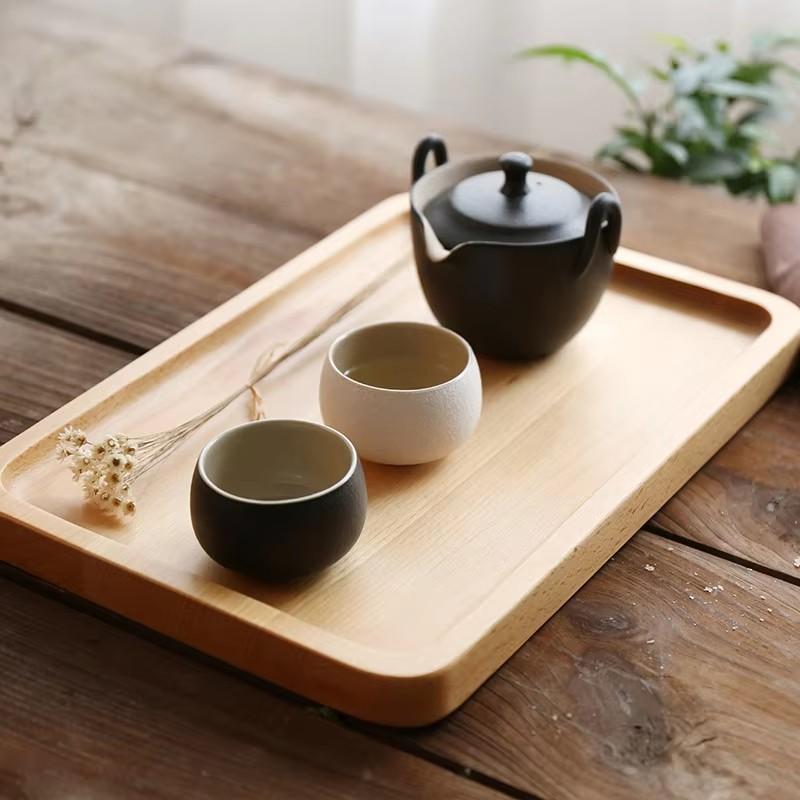 Wooden Tea Tray Desktop Rectangular Wooden Tray Creative Restaurant Cake Dessert Plate Multifunctional Bamboo Tea Tray Tableware