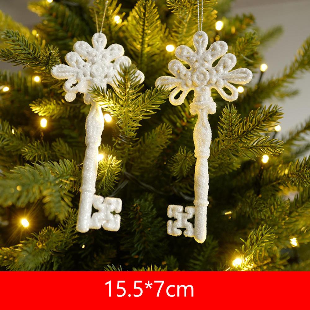 New Christmas Tree Decorations Pendant Xmas Tree White Elk Snowflake Ornaments Home Hanging Decoration 2025 New Year Party Decor