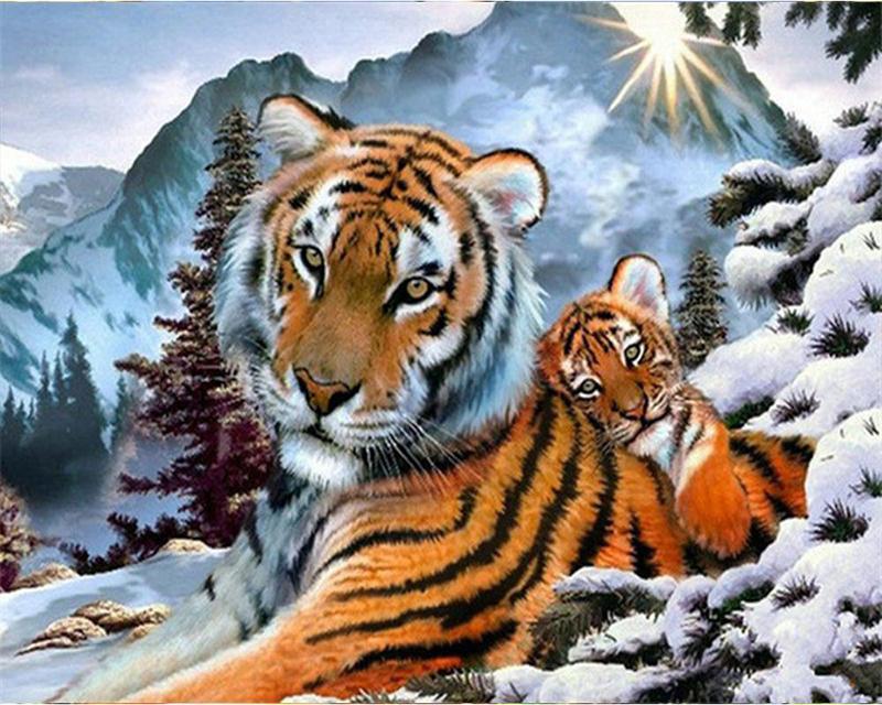 5D Diamond Painting Tiger Rhinestone Kit Art Diamond Embroidery Animal Diamond Mosaic Needlework Home Decoration