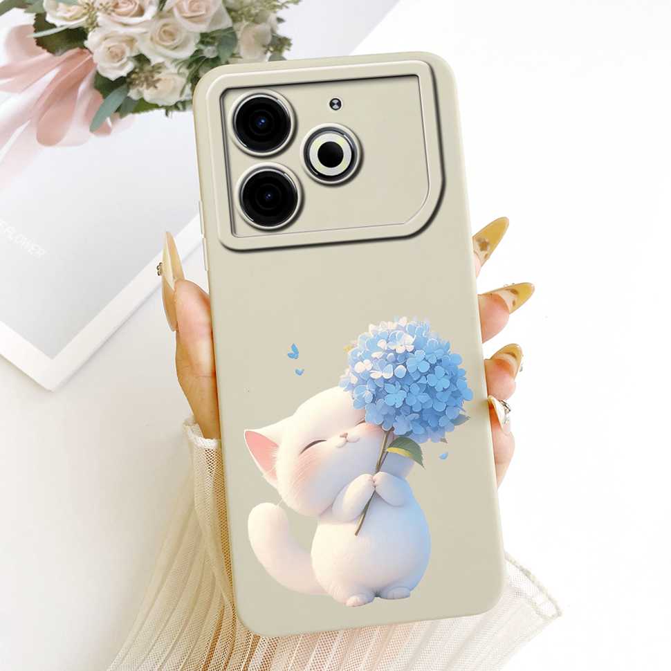 For Tecno Pova 6 Neo Case Pink Cherry Cartoon Silicone Phone Casing Tecno Pova6 Neo 6Neo LI6 Case Protection Back Cover