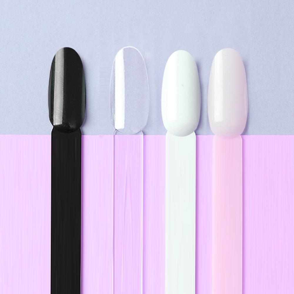 50pcs False Nail Tips Fake Nail Art Fan Shaped Palette Card Display Acrylic Practice Color Chart For Nail Polish With Ring Clear