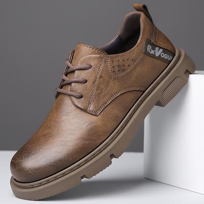 Autumn New Men's Trend Casual Low-top Leather Shoes Versatile Short Boots Tooling Shoes Retro Men's Shoes