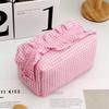Floral Makeup Bag with Lace Trim  Large Capacity Quilted Cosmetic Toiletry Organizer Case Travel Portable Cosmetic Pouch