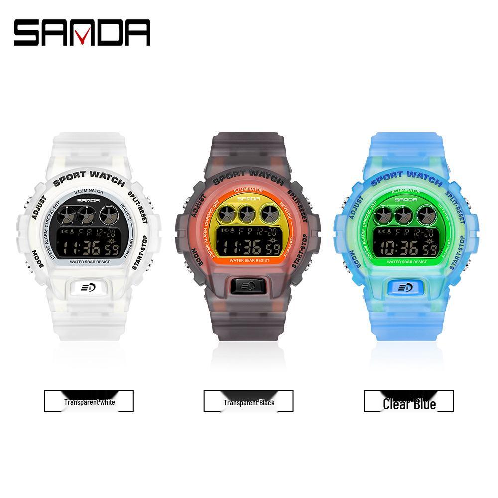 Sanda Multifunctional Green Light Electronic Watch, Fashionable Wristwatch for Men, Women, and Students.