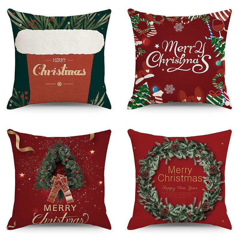 Christmas Linen Pillowcase: Home Sofa Decor & Car Lumbar Support Cushion Cover