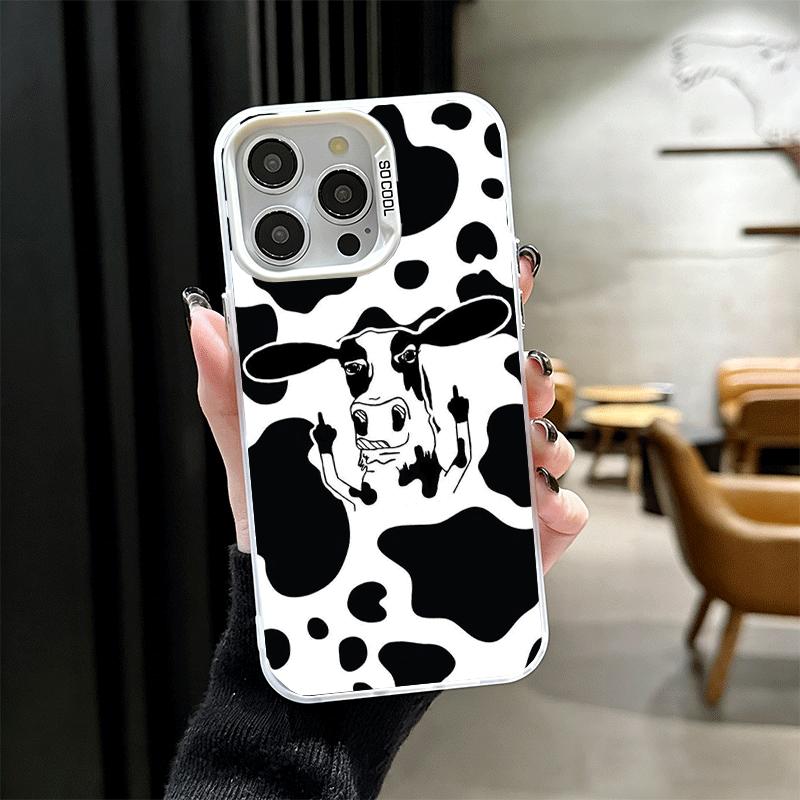 

White Black Dairy Cattle Symbol Soft Phone Case for iPhone 15 16 17 Pro Max 17Air 16E 14 Plus 13 12 Mini Shockproof Cover Back S iPhone 12 Pro