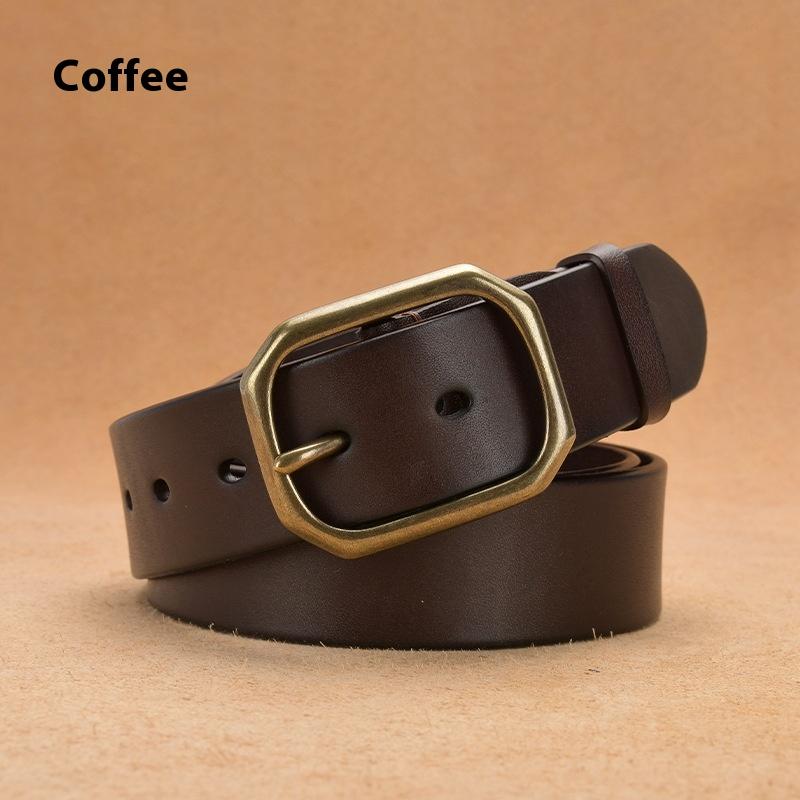 

Мужской ремень из натуральной кожи без промежуточного слоя, первый слой из коровьей кожи, повседневный ремень с пряжкой в стиле ретро из коровьей кожи 125cm (including button head)