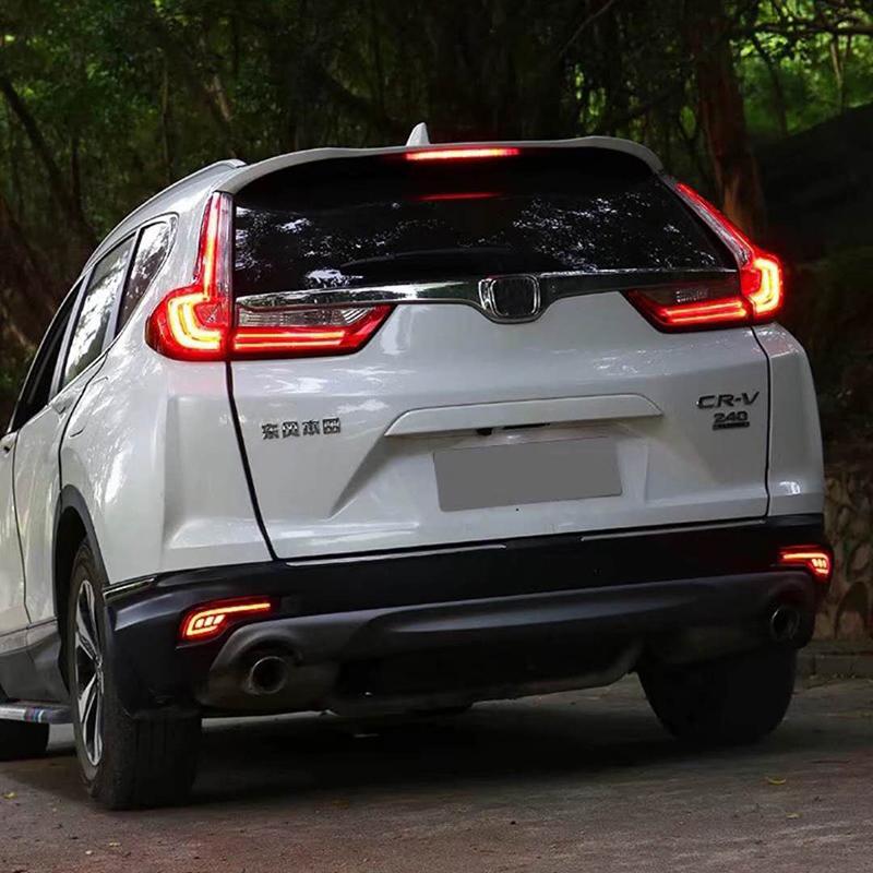 Car Flashing 2PCS Red Lens LED Rear Bumper Reflector Lamp Tail Brake Light Fog Lamp for Honda CRV CR-V 2017 2018