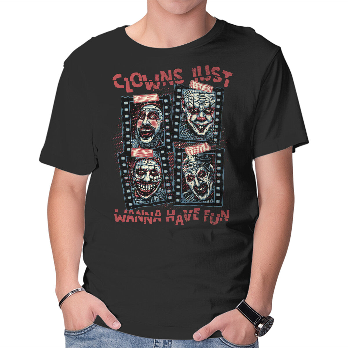 Unisex Crew Neck T-Shirt Clowns Just Wanna Have Fun Graphic Short Sleeve Casual Tee XS