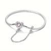 Elegant 925 Sterling Silver Bracelet with Sparkling Heart Zircon and Safety Chain - Perfect Gift for Special Occasions