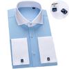 2025 Men's Long-sleeved Shirt Men's High-grade Niche Chic Double Folded Sleeve Windsor Collar Retro Business Dress French Cuffli