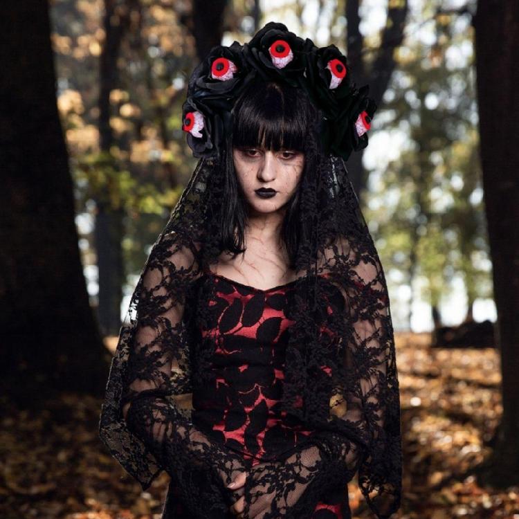 Dark Flower Eyeball Witch Headwear Halloween Party Gothic Eyeball Headband