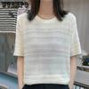 Summer Women's Knitted T-shirt Round Neck Solid Color Loose Casual Base T-shirt Knitted Short Sleeved Shirt