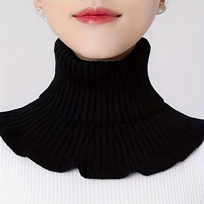 

Монохромный вязаный искусственный воротник, гетра для шеи, простой эластичный шарф-бесконечность в стиле ретро, ​​осень-зима, защита от холода, защита шеи, чехол чёрный