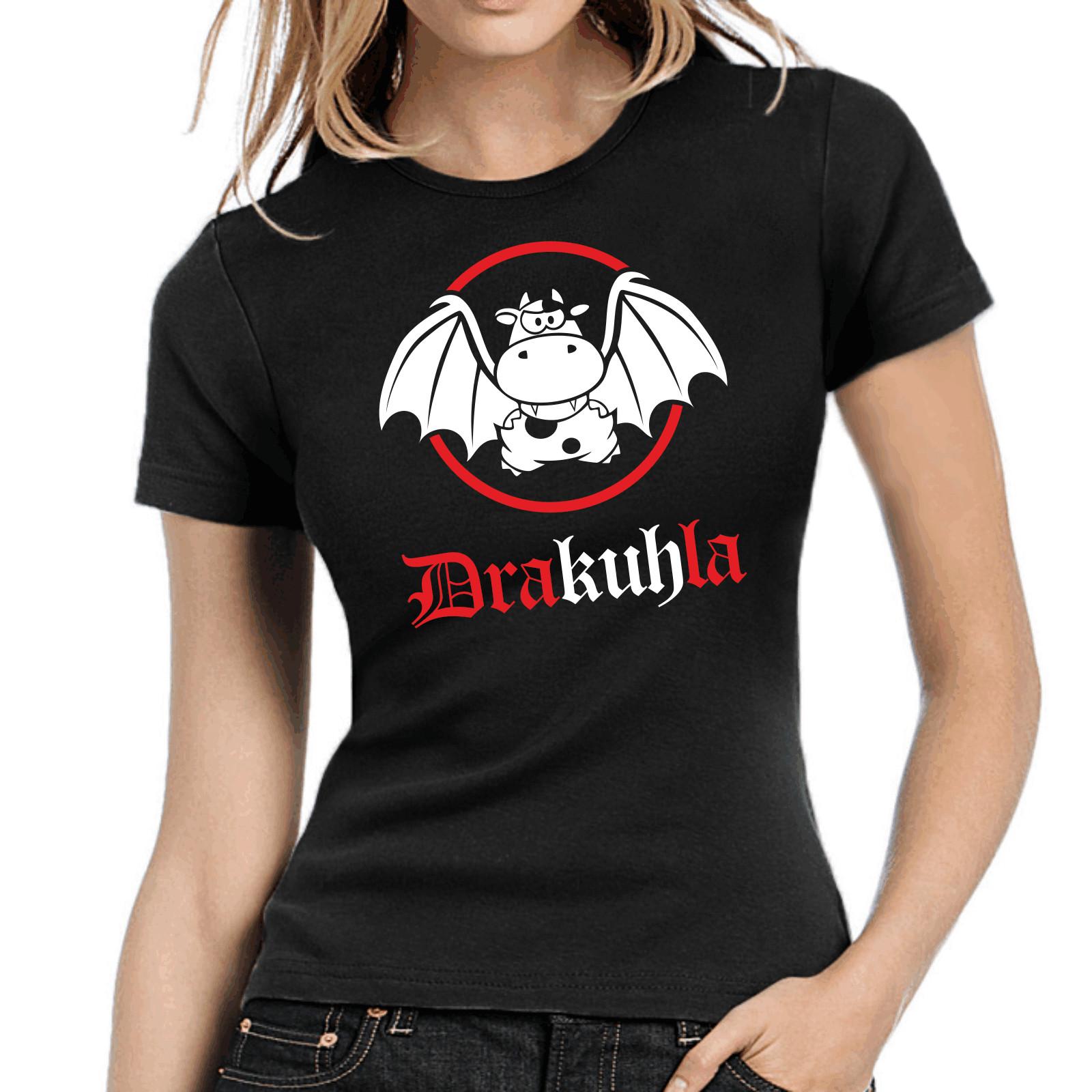 Dracula Vampire Cow Comic Sayings Fun Comedy Lady Women Girlie T-Shirt Mens Womens Tees Top M