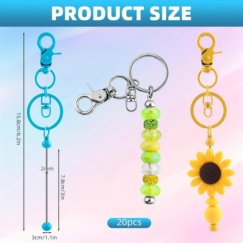 20 Pieces Alloy Bead Keychain Set Sturdy Lobster Clasp Jewelry Making Set for Keyrings and Craft Supplies Daily Use