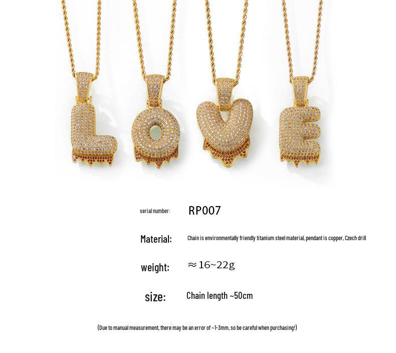 Elegant European-Style Necklace: Women's 26-Letter Diamond-Inlaid Copper Pendant on Titanium Steel Clavicle Chain