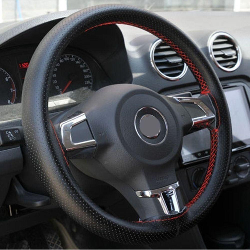 Microfiber Leather Auto Steering Wheel Protector Hand-Stitched Steering Wheel Cover All Seasons