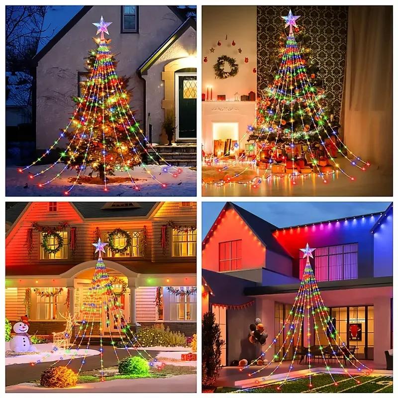 180LED  Starry Light String RGB Dreamcolor Christmas Tree Decorative Light Strip Waterfall Tree Fairy Light 8 Modes Icicle Light