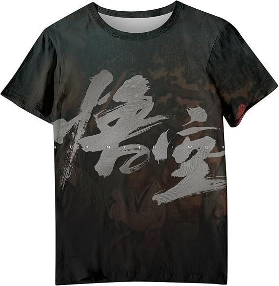 2024 Black Myth Wukong Color Printing Pattern Printing Short Sleeve T-Shirt Summer Men's and Women's Casual Versatile Fashion