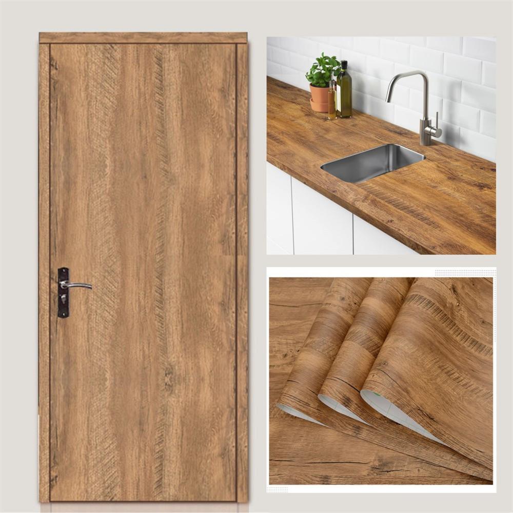 90 Lățime Autocolante Ușă Imitație Lemn pentru Dulap Garderobă Masă Mobilier Dulap Impermeabil PVC Autoadeziv Tapet Decor Acasă