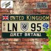 Britische Nummernschild Metallschild Aluminium Wanddekor mit Union Jack Blumendesign Rustikales Zuhause Bürodekoration Perfec