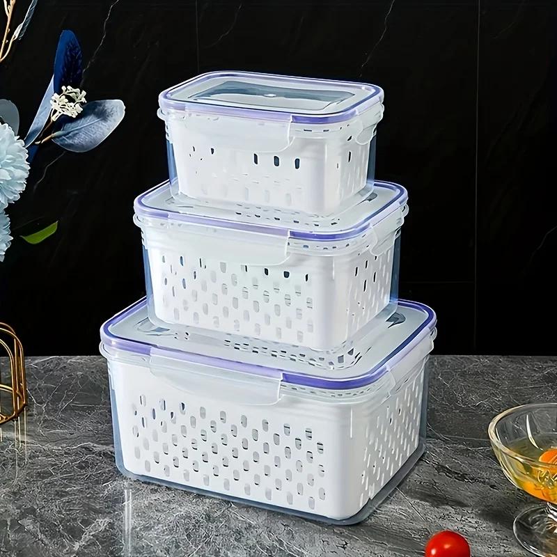 9Pcs/set Household Transparent Plastic Fresh-keeping Box, Kitchen Sealed Drain Sealed Fresh-keeping Box, Storage Box