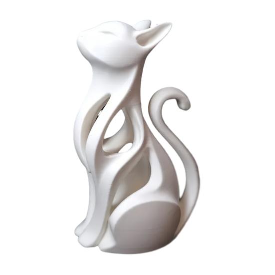 baizihuahu 3D-печатная полая фигурка кошки, современная абстрактная статуэтка сидящего котенка, художественная скульптура животного для украшения дома, подарок любителям белый