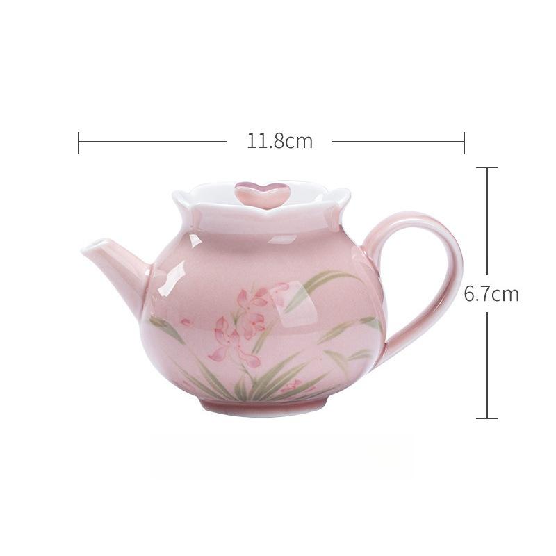 Handmade Ceramic Creative Pomegranate Teapot Pure Hand-painted Orchid Brewing Teapot Single Pot with Filter Ball Hole