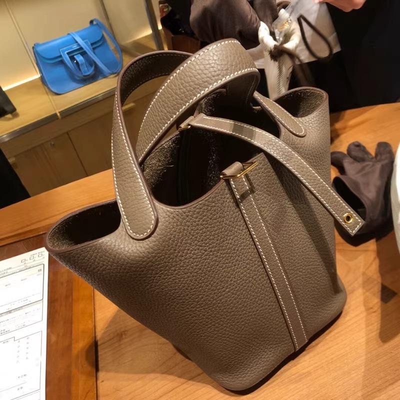 New Leather Women's Bag Vegetable Basket Bag TOGO First Layer Cowhide Casual Fashion Portable Bucket Bag Factory Wholesale