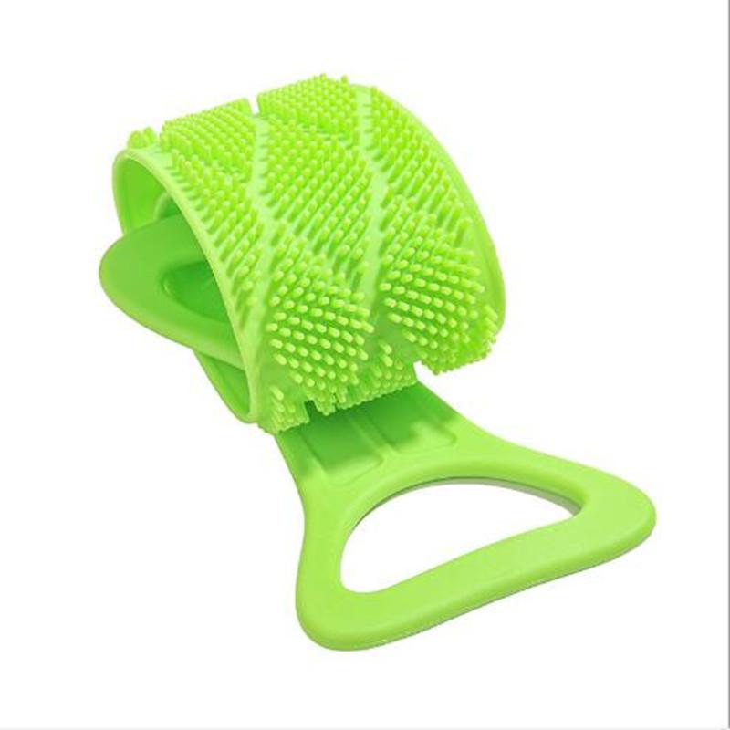 

Double-Sided Silicone Back Bath Brush - Shower Body Skin Care Exfoliating Massage Cleaning Scrubbers for Hygienic Living зелёный