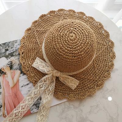 Straw Hat Lace Embellishment Bucket Hat Lace Hat Bucket Shape For Outdoor Activities Women's Accessory Sun