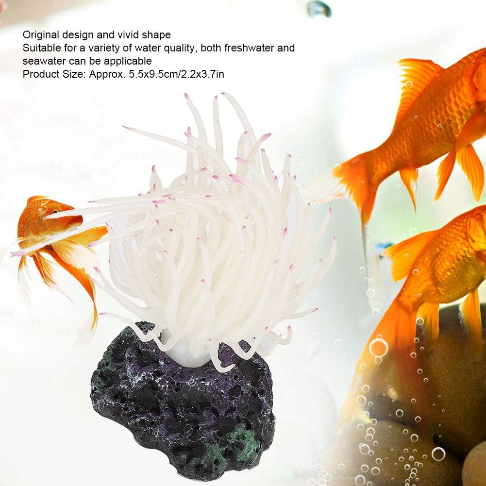 Aquarium Coral Ornaments, Aquarium White Emulational Water Grass Soft Coral Decoration Fish Tank Artificial Sea Urchin Marine Organism Ornaments