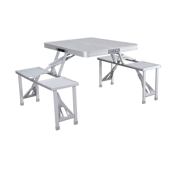 Table de pique-nique - Marbueno - Aluminium - Pliable - Gris - 136 x 67 x 85 cm