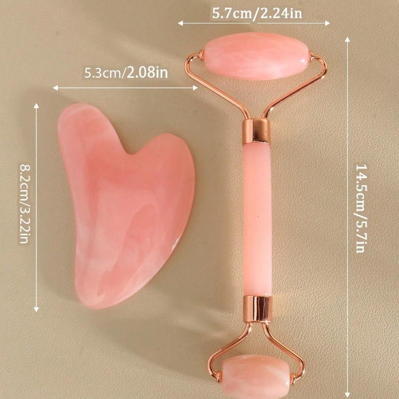 2 Pieces/Set Facial Beauty Massage Tool Set - Double-Head Massage Roller, Triangular Scraping Board, Roller Scraping Body Scraping Massage Tool Set