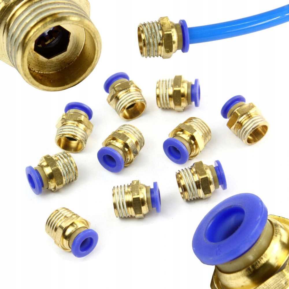 Set Of Threaded Pneumatic Quick Connectors 14 8Mm 10 Pcs