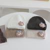 Cute Doll Pattern Label Knitted Hat for Women Autumn and Winter New Warm and Thickened Cold Hat Showing Face and Small Ear Protection