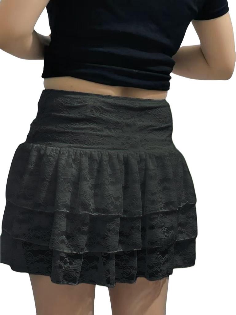 European & American Multi-layer Lace Trim Stacked Mini Midi Skirt – Sexy Fashion for Trendy Women