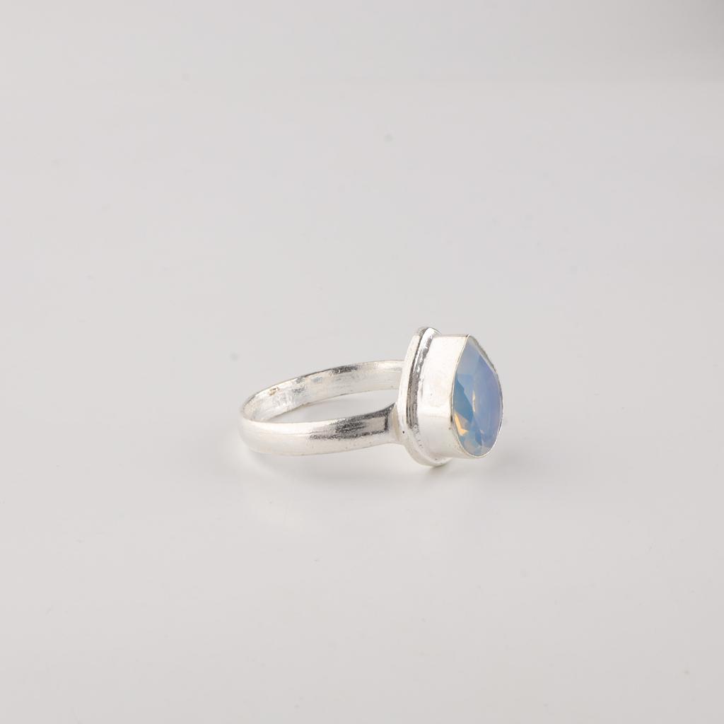 Milky Opal Gemstone 925 Sterling Silver Handcrafted Jewelry Women Ring Wedding Gift For Wife RR-76-17