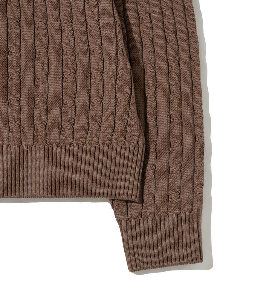 YALE Y Logo Cable Round Knit Brown