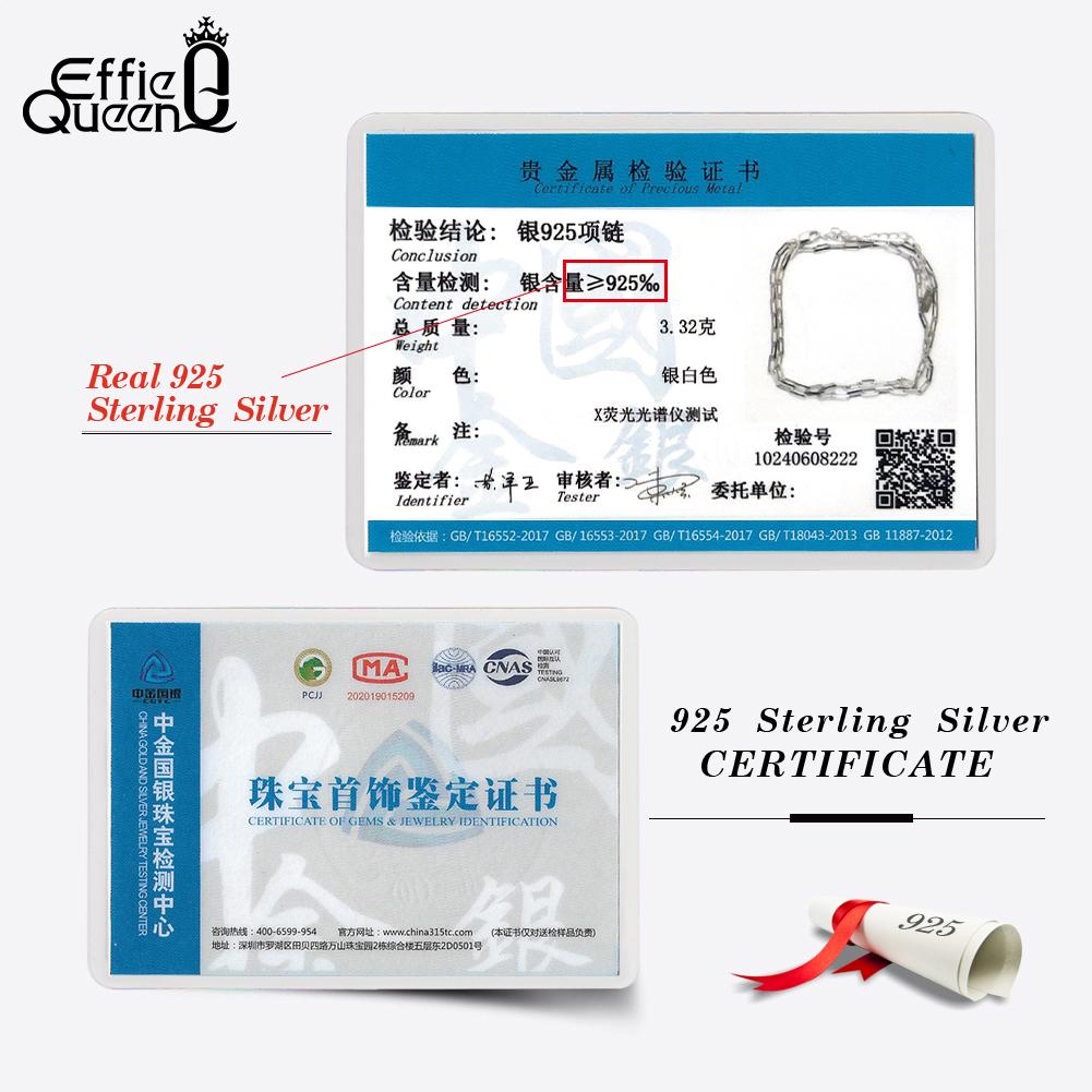 Effie Queen 925 Sterling Silver Paperclip Chain Choker Unisex Adjustable Paper Clip Chain Necklace High Quality DIY Jewelry SC89