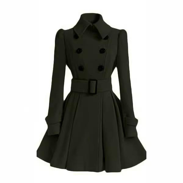 European and American Coats, Women's Slim-fitting Long Women's Woolen Coats, Belts, Woolen Coats, Women's