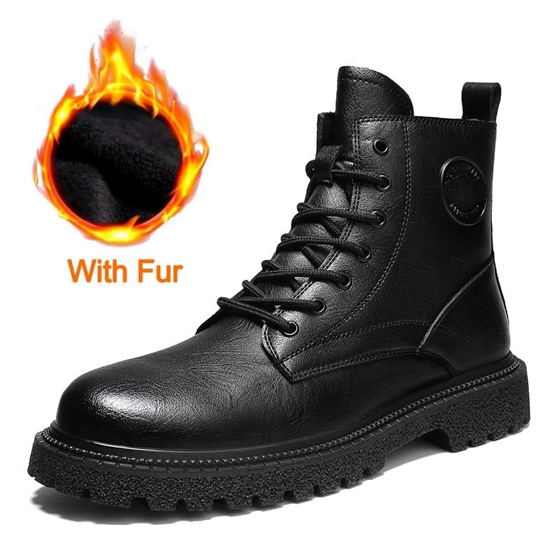 

Fashion Designer Men Leather Boot Fashion British Style Man Genuine Leather Boot Antiskid Mens Casual Driving Shoes Thick Bottom Boots 46