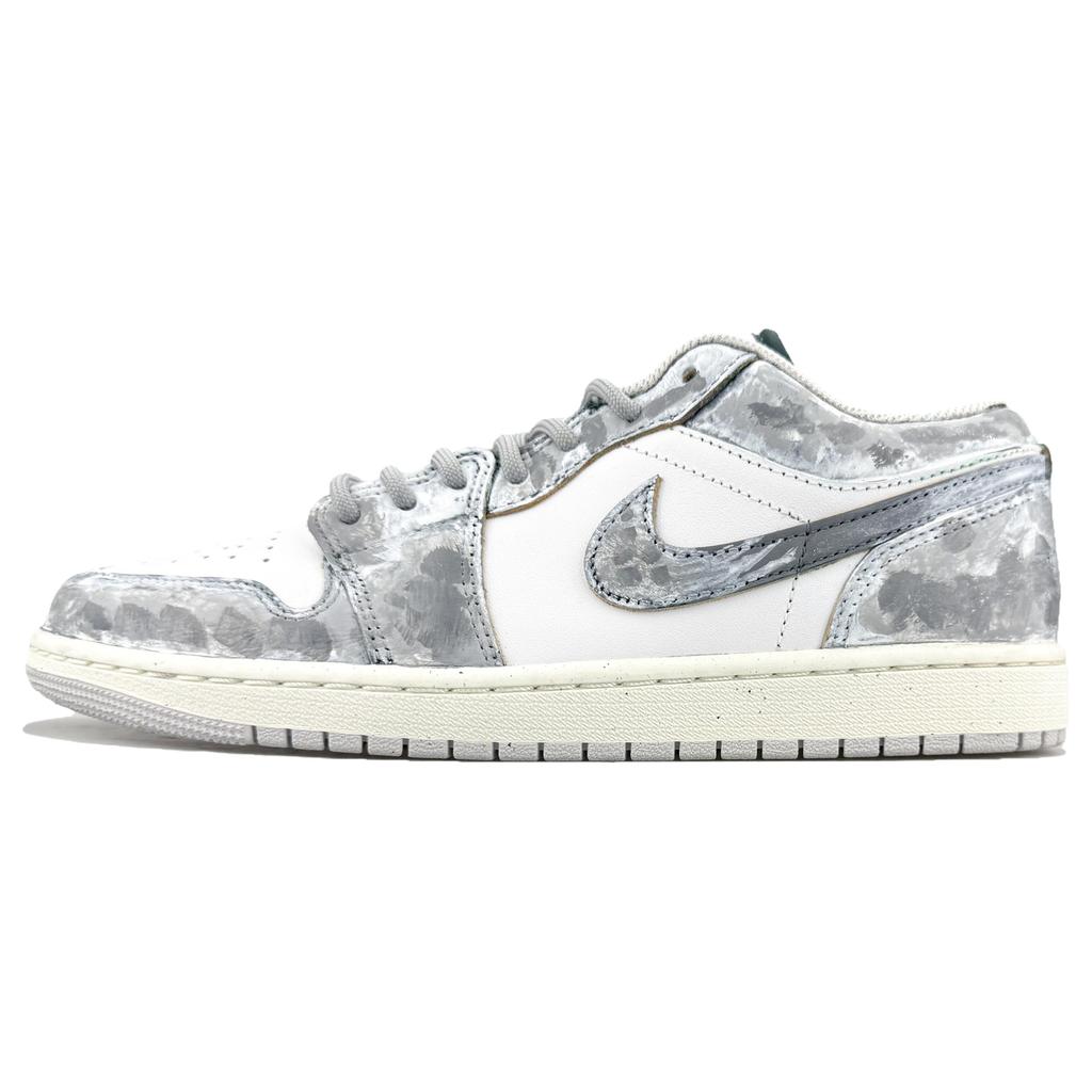 Jordan Air Jordan 1 Abrasion Resistant Abrasion Resistant Low Top Skateboard Shoes Unisex Gray White FQ7687-300(Team1108-)
