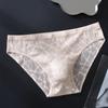 Men Sexy Underwear Lace Thin Ice Silk Briefs Bulge Pouch Underpant Low Waist Solid Bikini Bottom Translucent Penis Pouch Panties
