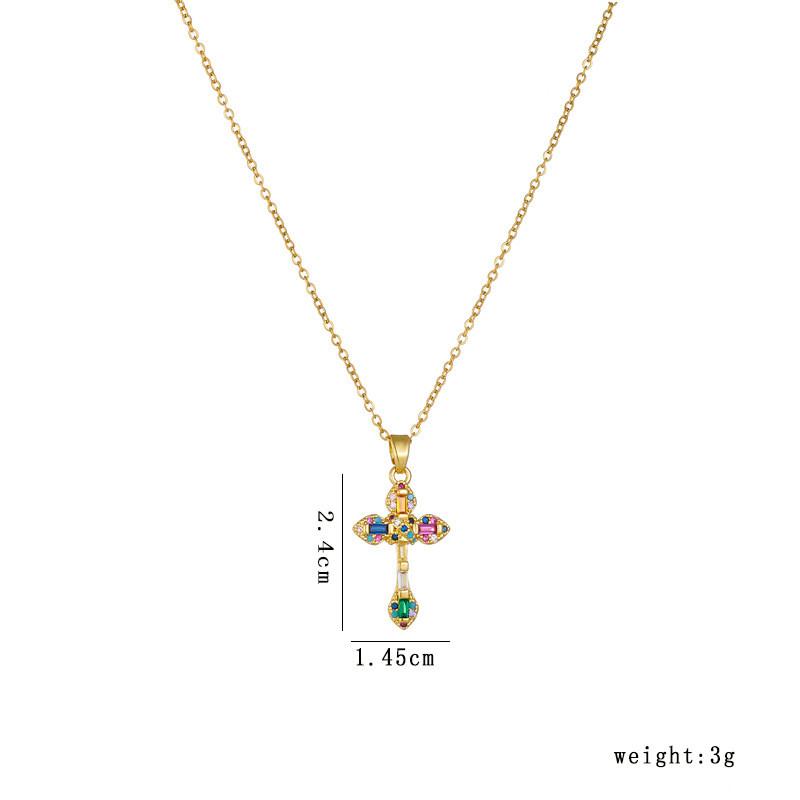 High Grade Cross Zircon Pendant Necklace Stainless Steel Light Luxury Geometric Choker Jewelry Party Gifts For Women Girls