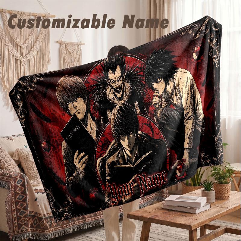 Custom Name Flannel Blanket,Death Note Lightweight Warm Bed Blanket For Couch & Holiday Gift